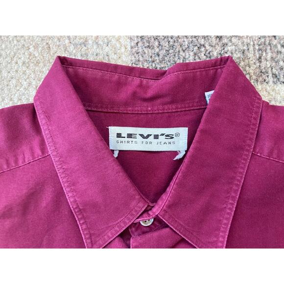 Levis Shirts For Jeans Modern Authentic Western RED Button Up‎ VTG 90's Large - Picture 5 of 7